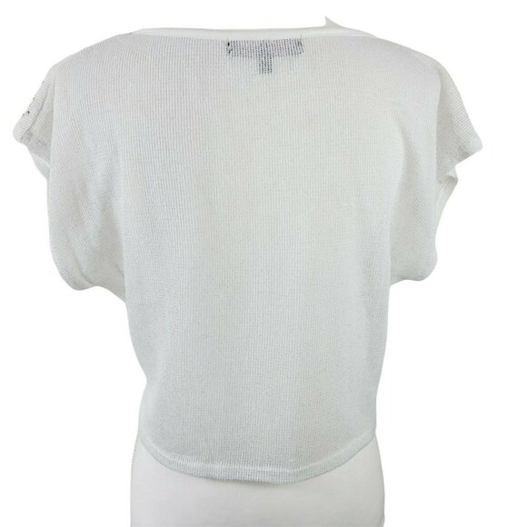 Almost Famous Cropped Sleeveless Sweater Knit Gold Rhinestone Studded Sz Med - Picture 4 of 10